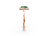 Rose gold Fancy Green Princess  Halo Diamond Engagement Ring with Solitaire Band and Four-Prong Setting_2