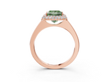 Rose gold Fancy Green Princess  Halo Diamond Engagement Ring with Solitaire Band and Four-Prong Setting_3