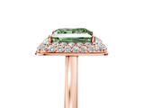 Rose gold Fancy Green Princess  Halo Diamond Engagement Ring with Solitaire Band and Four-Prong Setting_5