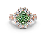 Rose gold Fancy Green Princess  Halo Diamond Engagement Ring with Split Shank and Prong Setting_29