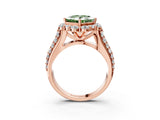 Rose gold Fancy Green Princess  Halo Diamond Engagement Ring with Split Shank and Prong Setting_32