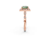 Rose gold Fancy Green Princess  Halo Diamond Engagement Ring with Twisted Band and Four-Prong Setting 2
