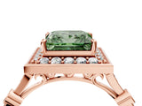 Rose gold Fancy Green Princess  Halo Diamond Engagement Ring with Twisted Band and Four-Prong Setting 4