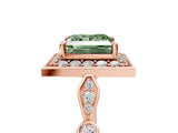 Rose gold Fancy Green Princess  Halo Diamond Engagement Ring with Twisted Band and Four-Prong Setting 5