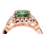 Rose gold Fancy Green Princess  Halo Diamond Engagement Ring with Vintage-Inspired Band and Four-Prong Setting_7