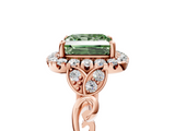 Rose gold Fancy Green Princess  Halo Diamond Engagement Ring with Vintage-Inspired Band and Four-Prong Setting_8