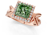 Rose gold Fancy Green Princess  Halo Diamond Floral Band with Four-Prong Setting_57