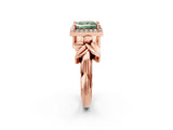 Rose gold Fancy Green Princess  Halo Diamond Floral Band with Four-Prong Setting_58