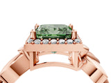 Rose gold Fancy Green Princess  Halo Diamond Floral Band with Four-Prong Setting_60