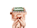 Rose gold Fancy Green Princess  Halo Diamond Floral Band with Four-Prong Setting_61