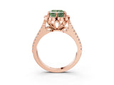 Rose gold Fancy Green Princess  Halo Diamond Floral Split Shank Engagement Ring 4