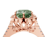 Rose gold Fancy Green Princess  Halo Diamond Floral Split Shank Engagement Ring 5