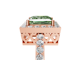Rose gold Fancy Green Princess  Halo Diamond Pavé Band Ring with Prong Setting_5