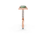 Rose gold Fancy Green Princess  Halo Diamond Pavé Solitaire Ring_35