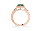 Rose gold Fancy Green Princess  Halo Diamond Pavé Solitaire Ring_36