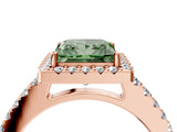 Rose gold Fancy Green Princess  Halo Diamond Pavé Solitaire Ring_37