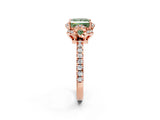 Rose gold Fancy Green Princess  Halo Diamond Pave Band Ring with Four-Prong Setting_17