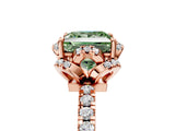 Rose gold Fancy Green Princess  Halo Diamond Pave Band Ring with Four-Prong Setting_20