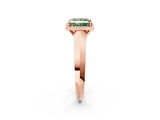 Rose gold Fancy Green Princess  Halo Diamond Ring with Cathedral Band and Four-Prong Setting_31