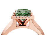 Rose gold Fancy Green Princess  Halo Diamond Ring with Cathedral Band and Four-Prong Setting_33