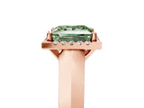 Rose gold Fancy Green Princess  Halo Diamond Ring with Cathedral Band and Four-Prong Setting_34