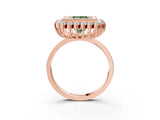 Rose gold Fancy Green Princess  Halo Diamond Ring with Milgrain Edge and Round Prong Setting_27
