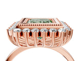 Rose gold Fancy Green Princess  Halo Diamond Ring with Milgrain Edge and Round Prong Setting_28