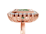 Rose gold Fancy Green Princess  Halo Diamond Ring with Milgrain Edge and Round Prong Setting_29