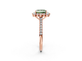 Rose gold Fancy Green Princess  Halo Diamond Ring with Pavé Band and Prong Setting_19