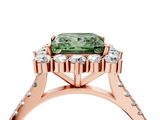 Rose gold Fancy Green Princess  Halo Diamond Ring with Pavé Band and Prong Setting_21