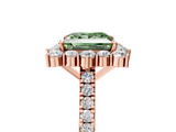 Rose gold Fancy Green Princess  Halo Diamond Ring with Pavé Band and Prong Setting_22