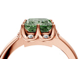 Rose gold Fancy Green Princess  Halo Diamond Ring with Round Cluster Setting, Solitaire Band, and Four-Prong Setting_34