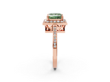 Rose gold Fancy Green Princess  Halo Diamond Ring with Split Shank and Four-Prong Setting_2