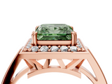 Rose gold Fancy Green Princess  Halo Diamond Ring with Split Shank and Four-Prong Setting_4