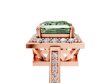 Rose gold Fancy Green Princess  Halo Diamond Ring with Split Shank and Four-Prong Setting_5