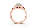 Rose gold Fancy Green Princess  Halo Diamond Ring with Tapered Band and Four-Prong Setting_6