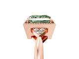 Rose gold Fancy Green Princess  Halo Diamond Ring with Tapered Band and Four-Prong Setting_8