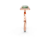 Rose gold Fancy Green Princess  Halo Diamond Solitaire with Pavé Band and Four-Prong Setting_19