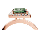 Rose gold Fancy Green Princess  Halo Diamond Solitaire with Pavé Band and Four-Prong Setting_21