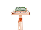 Rose gold Fancy Green Princess  Halo Diamond Solitaire with Pavé Band and Four-Prong Setting_22