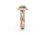 Rose gold Fancy Green Princess  Halo Diamond Split Shank Engagement Ring with Prong Setting_53