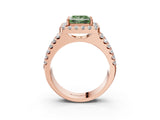 Rose gold Fancy Green Princess  Halo Diamond Split Shank Engagement Ring with Prong Setting_54