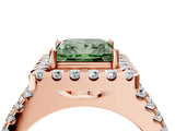 Rose gold Fancy Green Princess  Halo Diamond Split Shank Engagement Ring with Prong Setting_55
