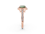 Rose gold Fancy Green Princess  Halo Pavé Diamond Engagement Ring with Bezel Setting_2