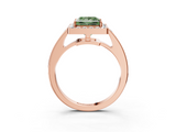 Rose gold Fancy Green Princess  Halo Pavé Diamond Engagement Ring with Bezel Setting_3