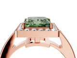 Rose gold Fancy Green Princess  Halo Pavé Diamond Engagement Ring with Bezel Setting_4