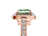 Rose gold Fancy Green Princess  Halo Pavé Diamond Engagement Ring with Bezel Setting_5