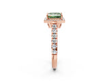 Rose gold Fancy Green Princess  Halo Pavé Diamond Engagement Ring with Four-Prong Setting_28