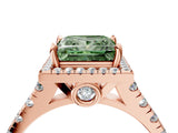 Rose gold Fancy Green Princess  Halo Pavé Diamond Engagement Ring with Four-Prong Setting_30