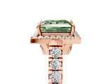 Rose gold Fancy Green Princess  Halo Pavé Diamond Engagement Ring with Four-Prong Setting_31